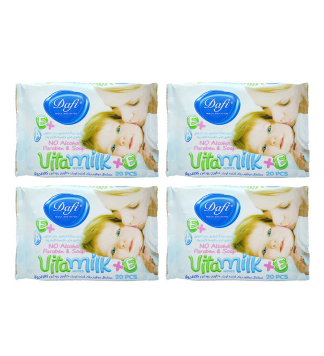 دستمال مرطوب کودک مدل vita milk پک  4 عددی